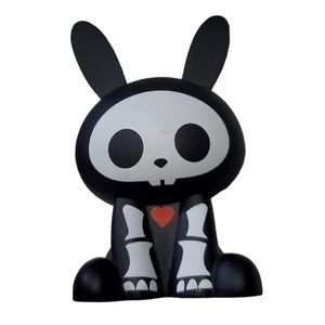 Vintage Skelanimals Jack The Bunny Figurine -Chic Black and White Accent Decor